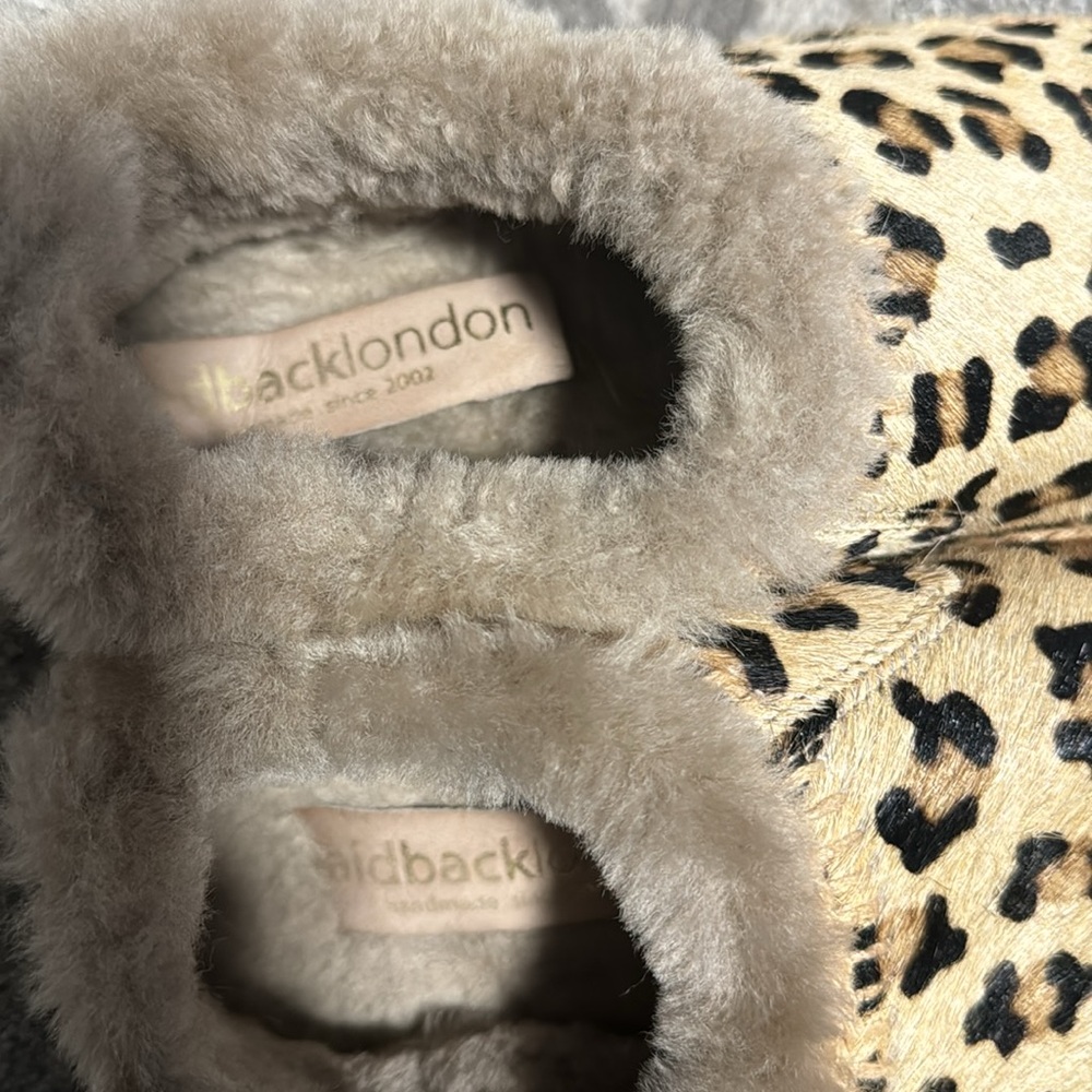 Fuyu Crochet Sheepskin Slipper Boots Leopard